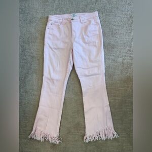 💕🌸 For The Republic Pastel Pink Cropped Jeans Fringe Hem High Rise 10 Barbiecore